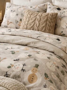Pottery Barn Kids Neutral Snowman Holiday Sheet Set- Flannel